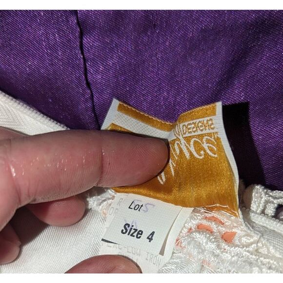 Vintage 90s Alyce Designs White Lace Coquette Dress - Picture 8 of 13